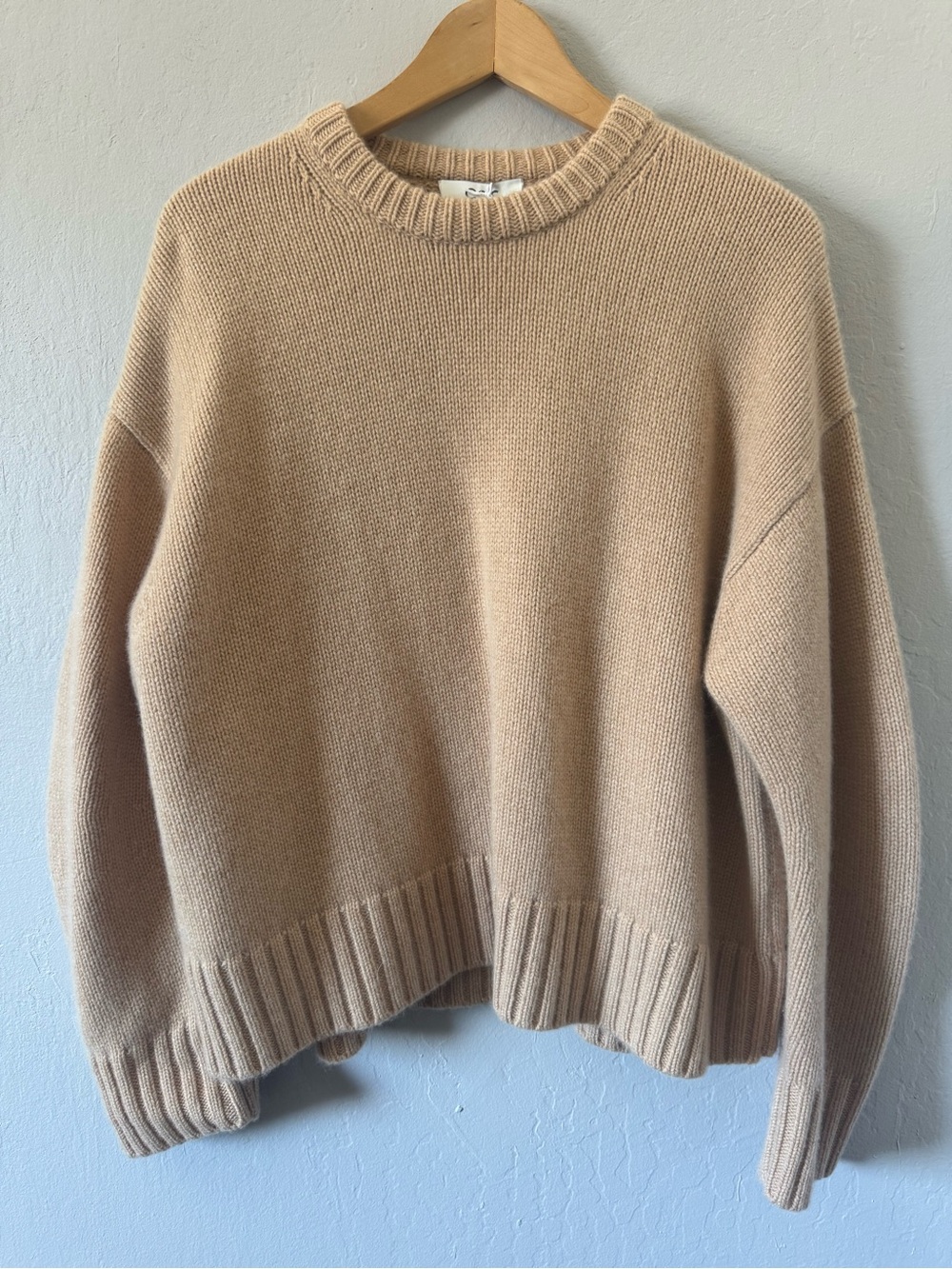 NWT Viral COS Oversized 100% Cashmere Chunky Crewneck Sweater in Camel Small